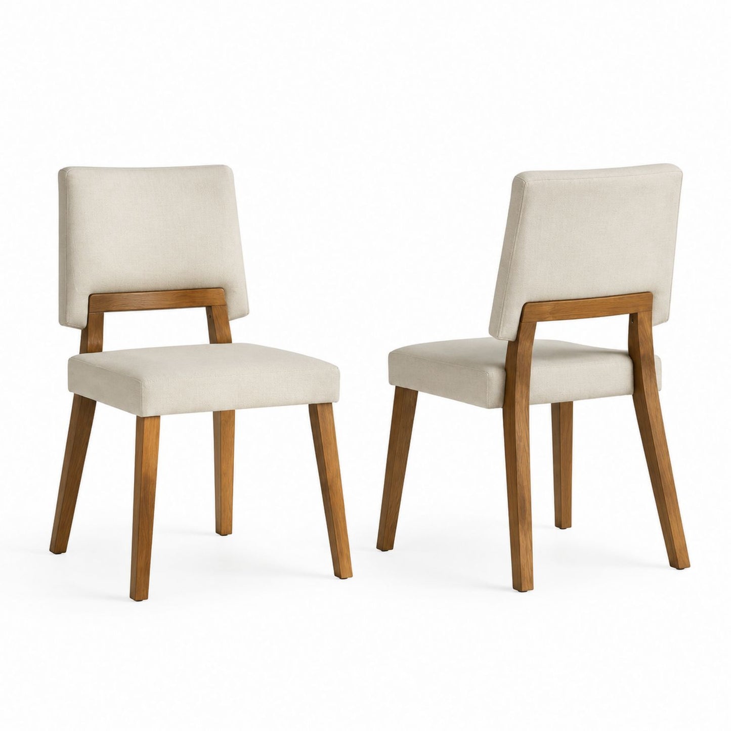 Lot de 2 chaises de salle à manger à cadre en bois beige