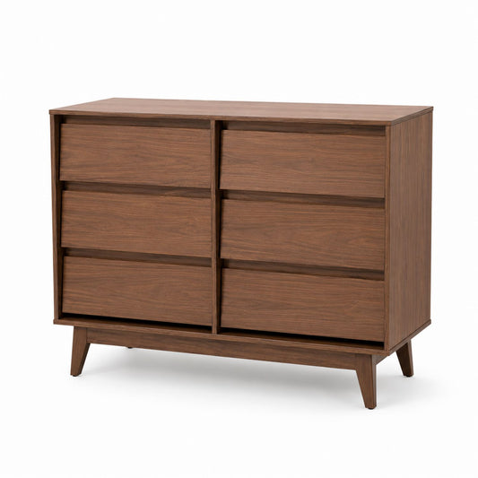 Wood Dresser with Six Drawers Walnut Brown 120x80x40 cm