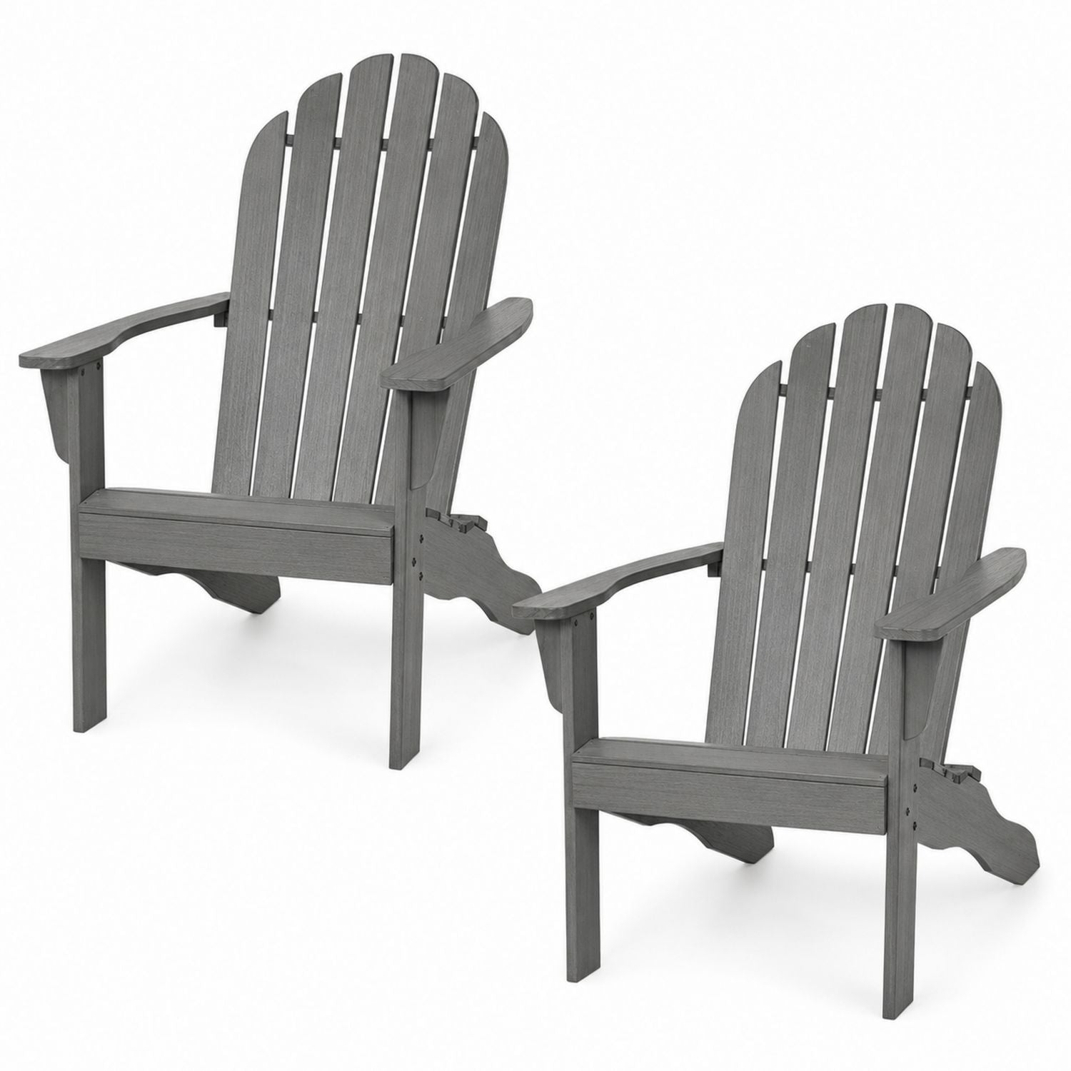 2-Piece Set of Adirondack Outdoor Chairs Polywood Gray