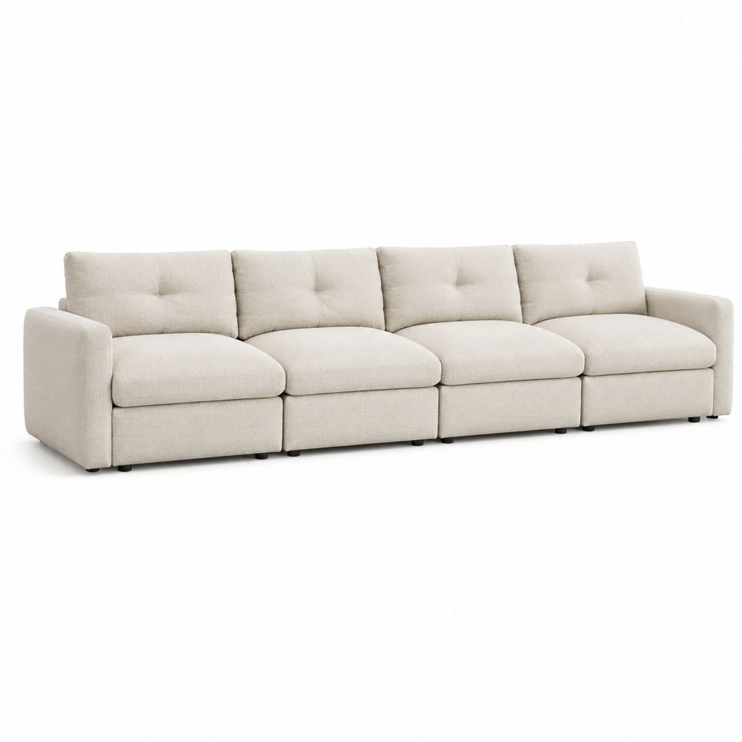 Canapé d'angle quatre places en tissu beige 300x100x85 cm